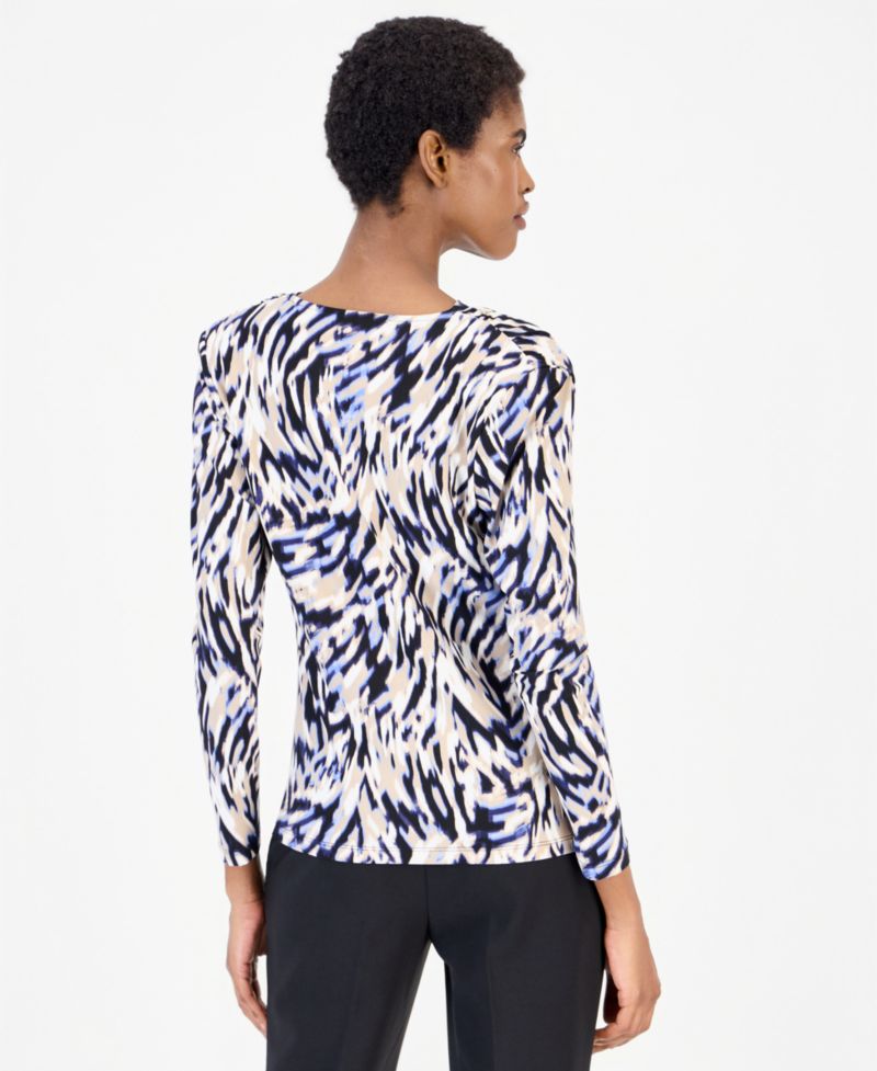 Women's 3Q Cowl-Neck Long-Sleeve Blouse