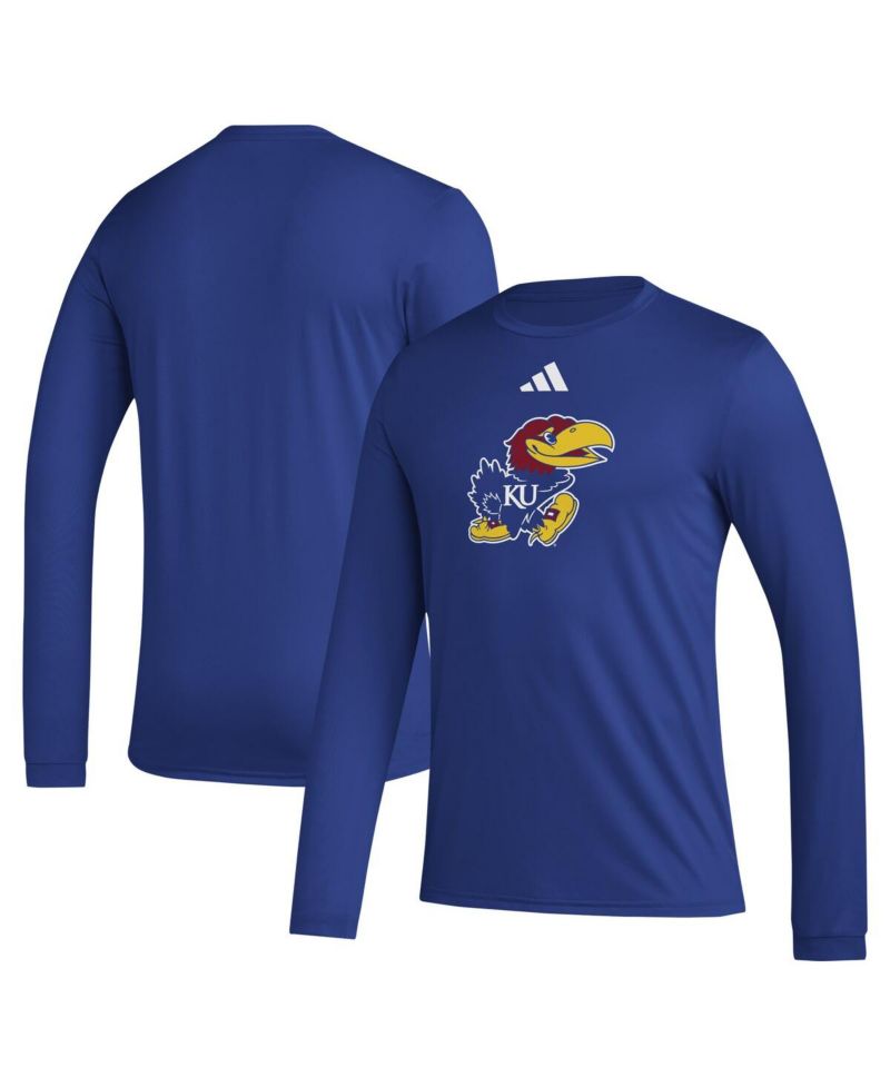 Men's Royal Kansas Jayhawks Primary Locker Logo Pre-game Long Sleeve T-shirt