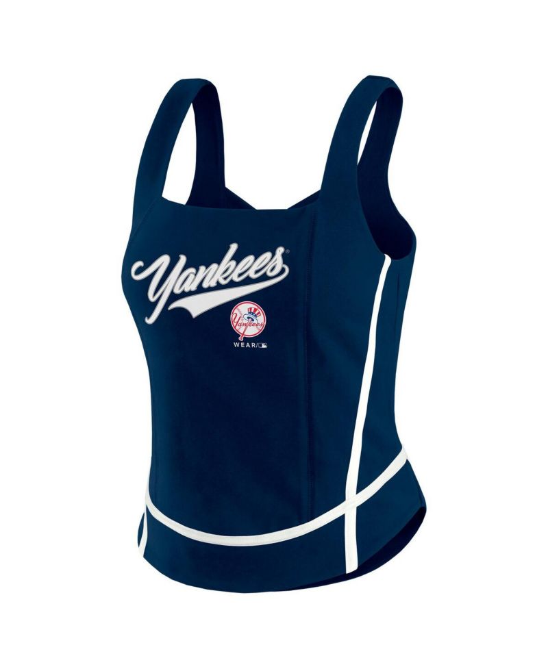 Women's Navy New York Yankees Square Neck Tank Top
