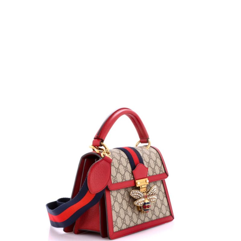Small Queen Margaret Top Handle Bag GG Coated Canvas with Leather