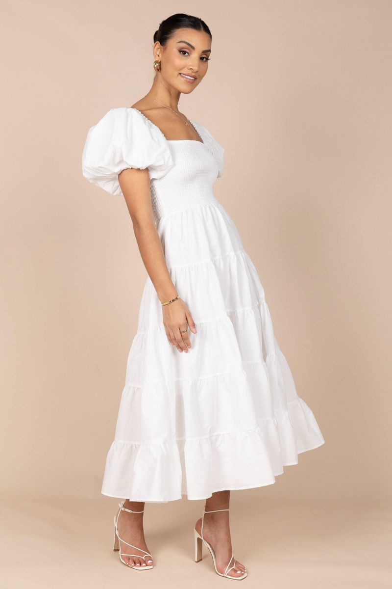 Women's Annette Puff Sleeve Shirred Midi Dress