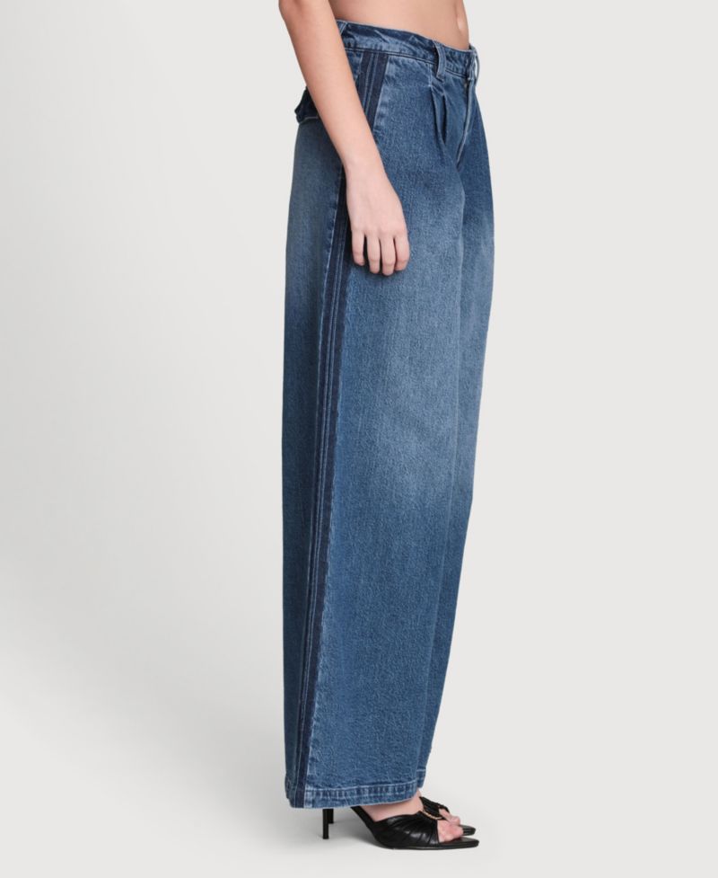Women's Side Stripe Denim Mid Rise Pants