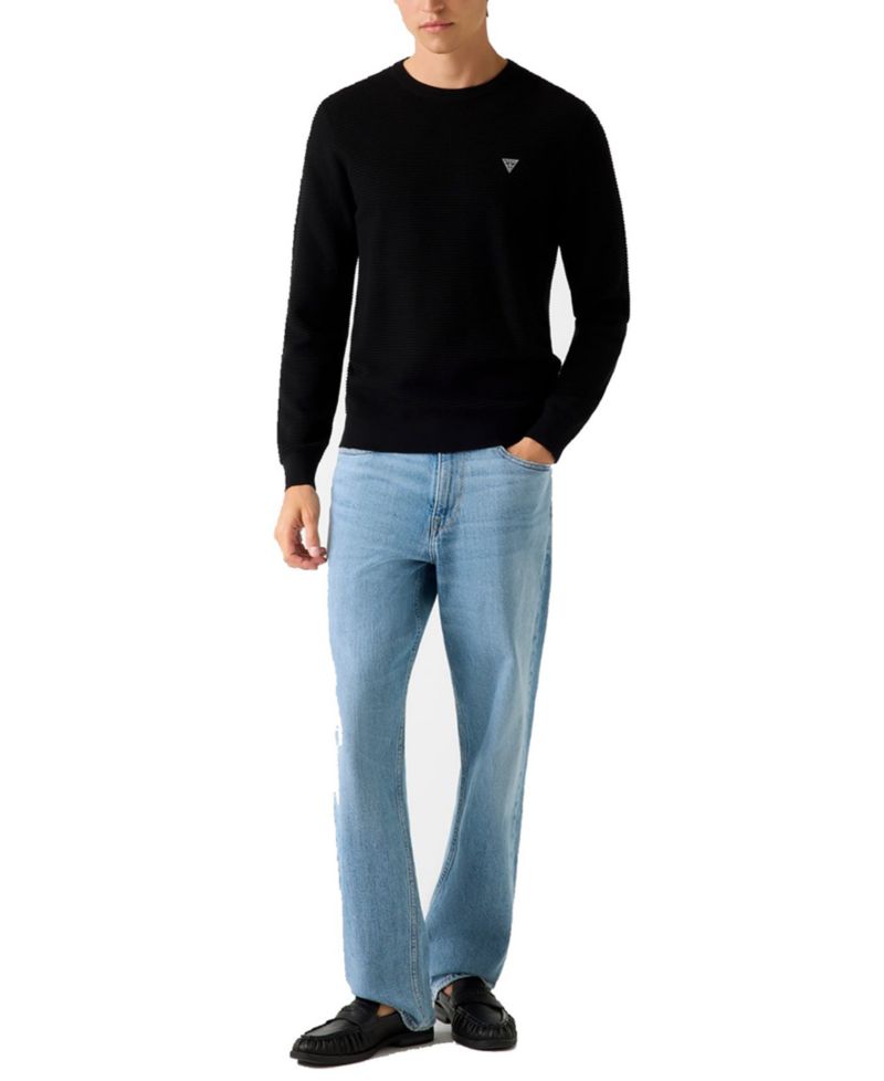 Men's Waffle Stitch Long-Sleeve Regular-Fit Sweater