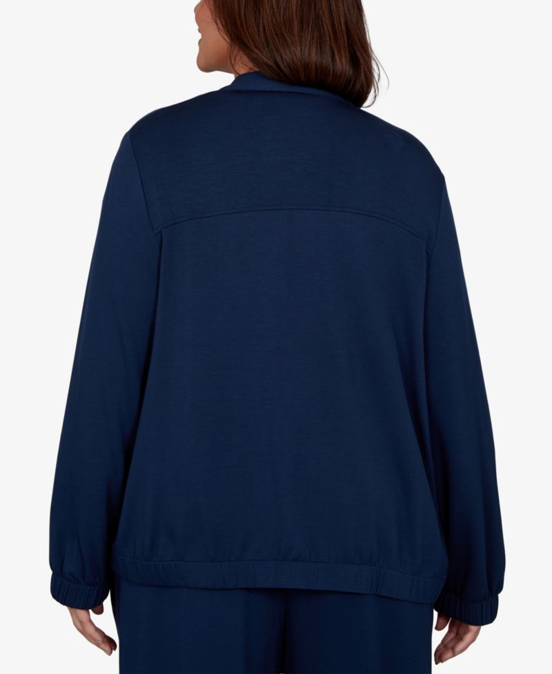 Plus Size Mandarin-Collar Lightweight Stretch Jacket