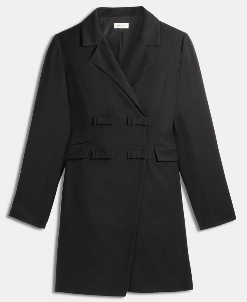 Women's Woven Tuxedo Bow Mini Dress