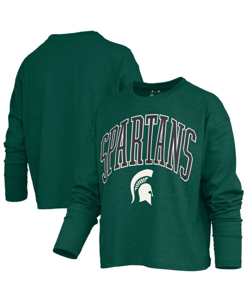 Women's Michigan State Spartans Motley Long-Sleeve Dropped-Shoulders Boxy-Fit T-Shirt