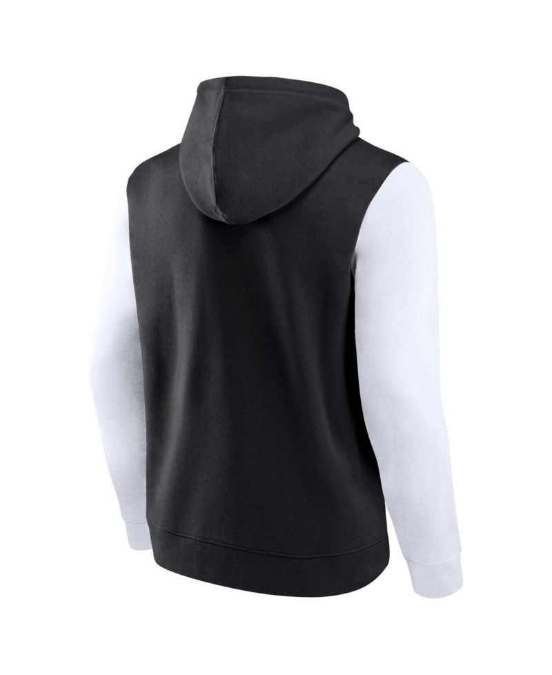 Men's Black/White Brooklyn Nets Attack Colorblock Pullover Hoodie