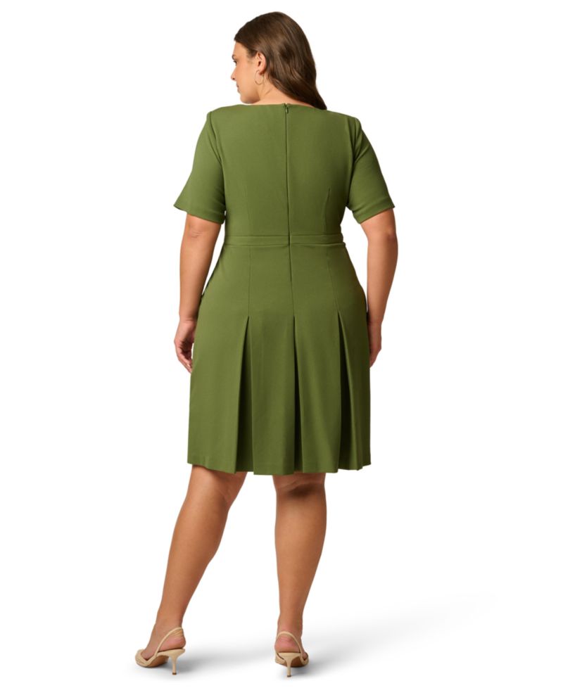 Plus Size Fit & Flare Pleated Bow Dress