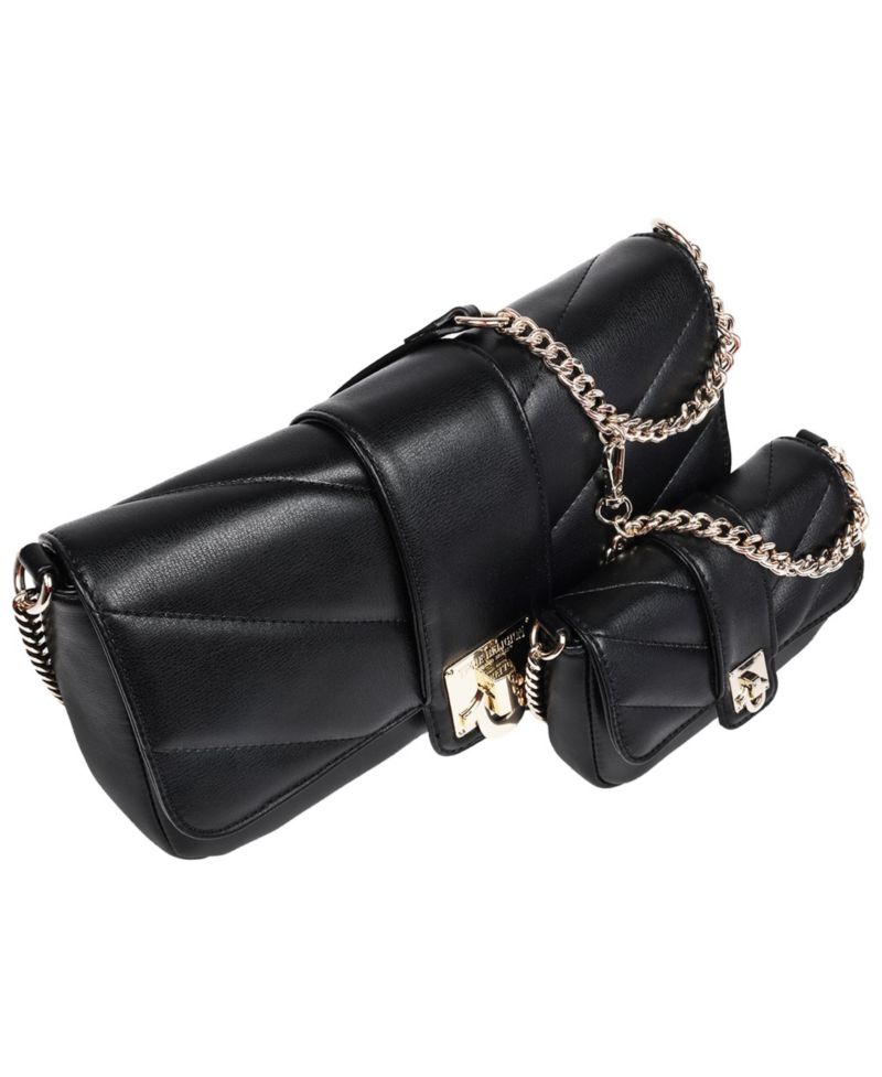 Quilted Flap Shoulder Bag with Mini Bag