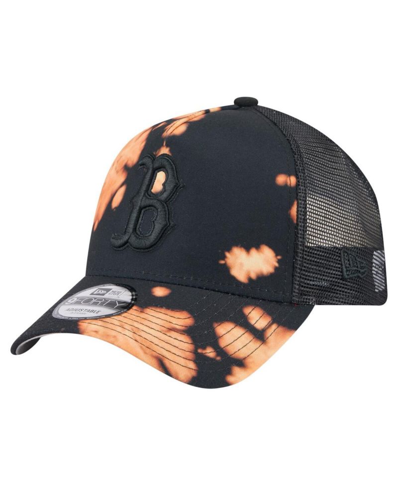 Men's Black Boston Red Sox Bleached A-Frame 9FORTY Adjustable Hat