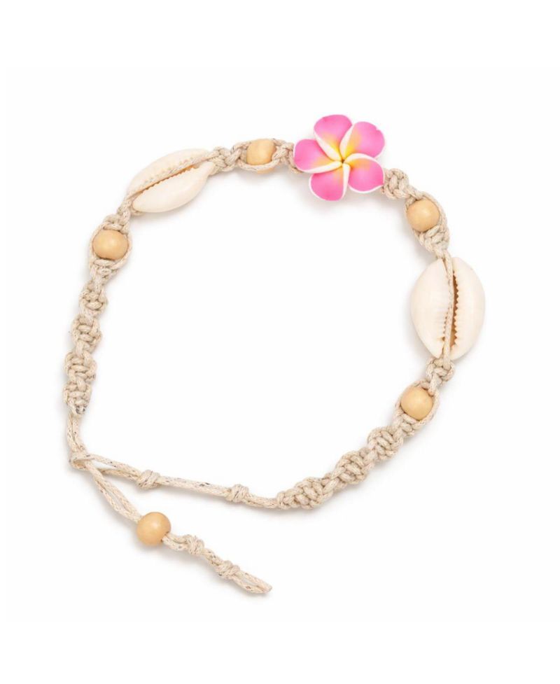 Women's Beaded Shell Flower Anklet