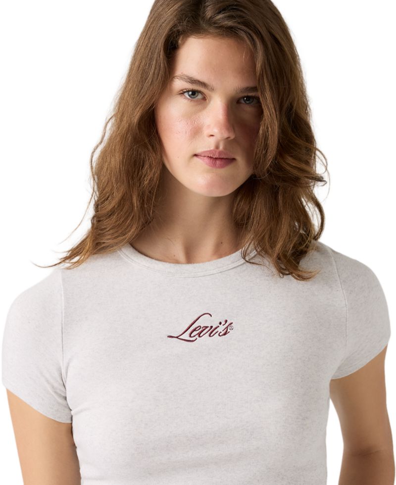 Women's Hayes Short-Sleeves Tee Rib-Knit Embroidered Logo T-Shirt