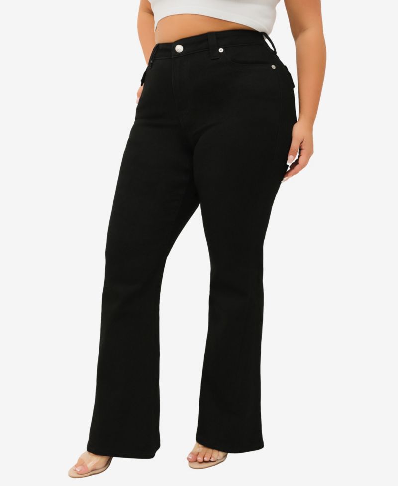 Plus Size Joey Flare Mid-Rise Flap Jeans