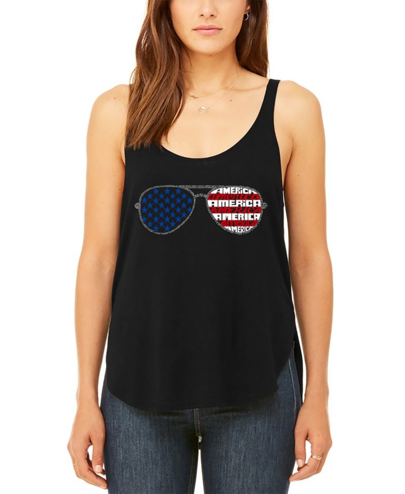 Women's Americana Sunglasses Premium Word Art Flowy Tank Top