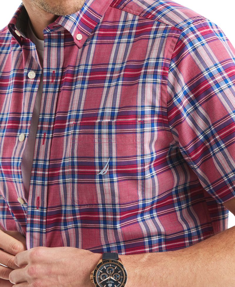 Men's Classic-Fit 100% Cotton Plaid Button-Down Shirt