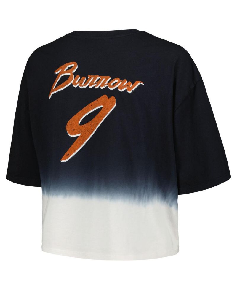 Women's Joe Burrow Black/White Cincinnati Bengals Dip-Dye Player Name & Number Crop Top
