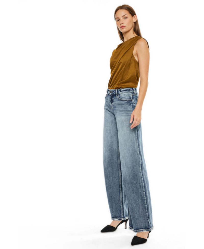 Women's Venice Mid-Rise Wide-Leg Heavy-Grind Jeans
