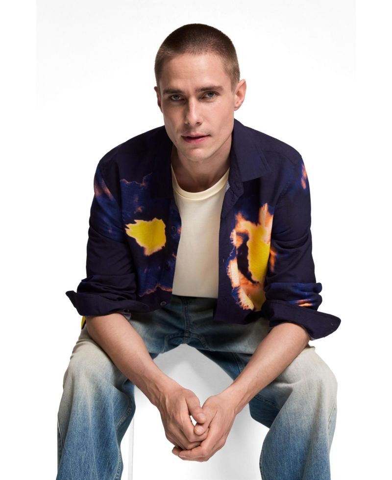 Men's Long-sleeved floral shirt