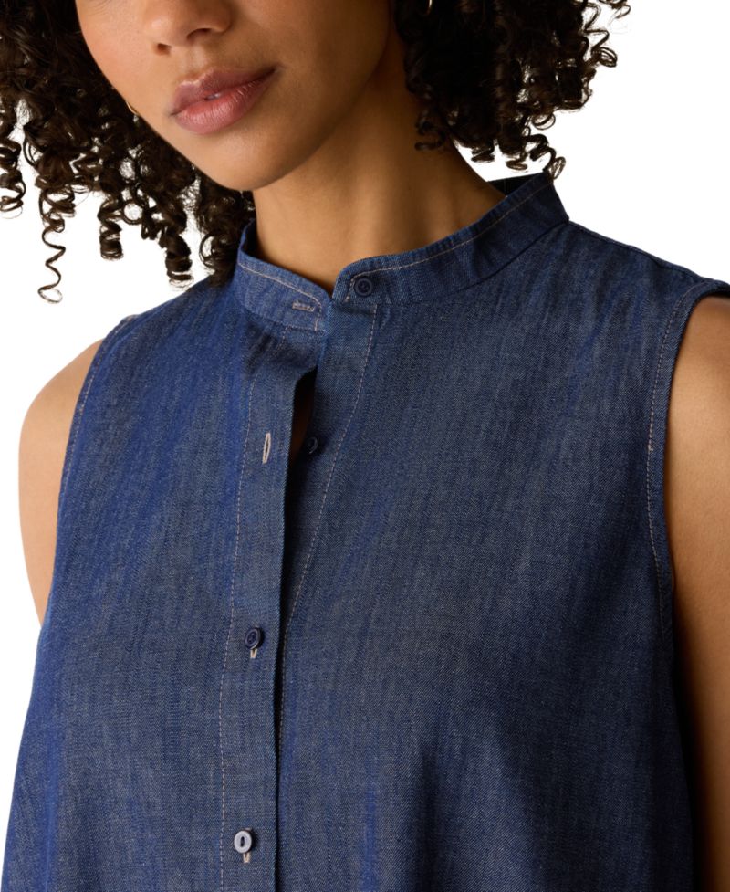 Women's Sleeveless Mandarin Band Collar Dress