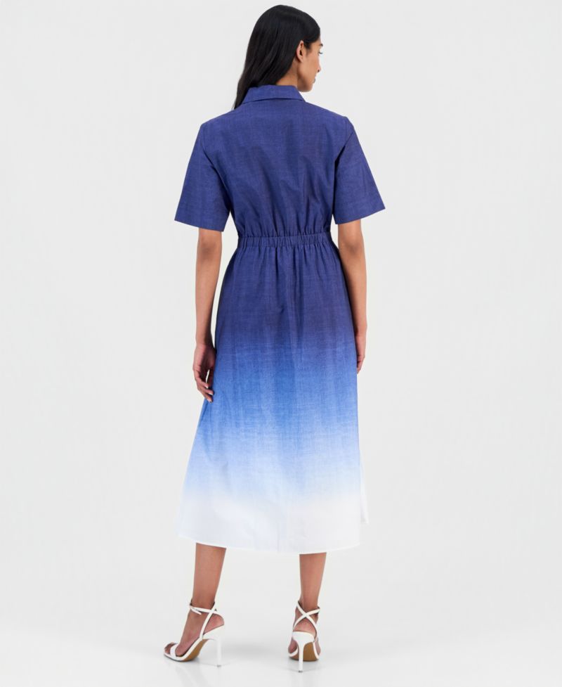 Women's Ombr&eacute; Cotton Midi Shirtdress