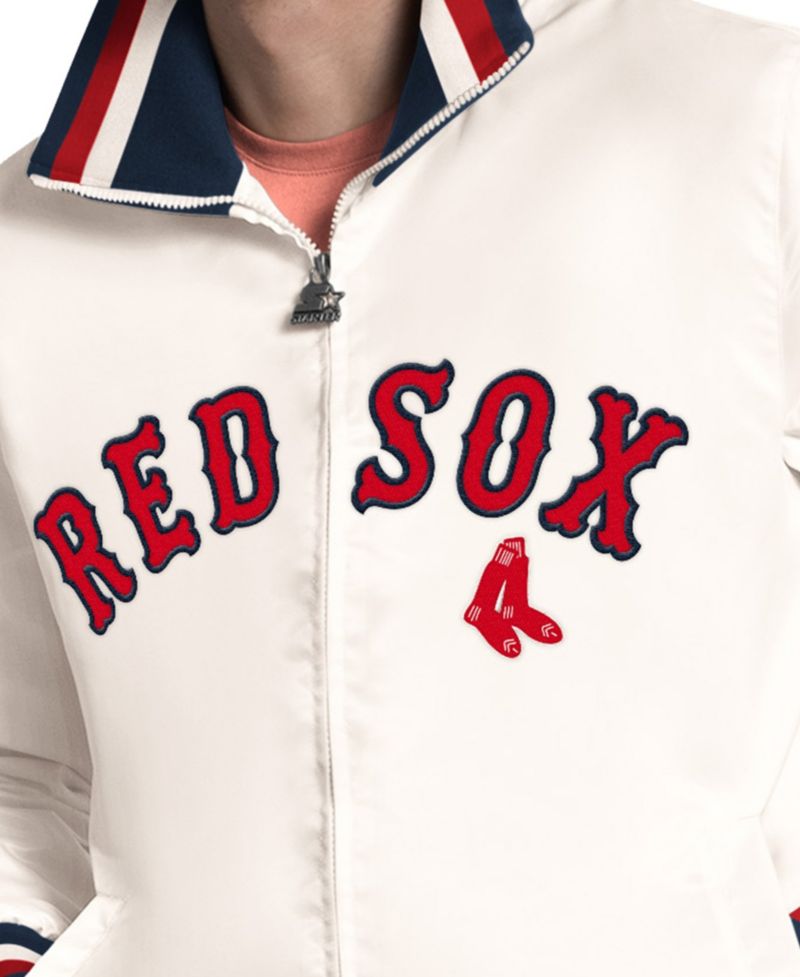 Men's White Boston Red Sox The Captain Cooperstown Logo Full-Zip Varsity Jacket