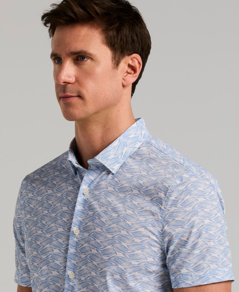 Men's Wave Print Short-Sleeve Shirt