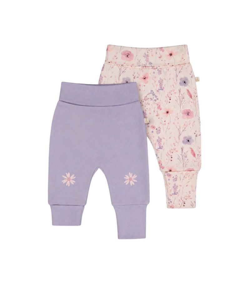 Baby Girl(3M-24M)Two Pack Cotton Evolutive Pants Pink Printed Flowers