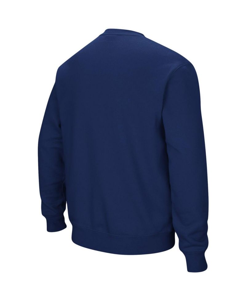 Men's Navy Rice Owls Arch & Logo Tackle Twill Pullover Sweatshirt