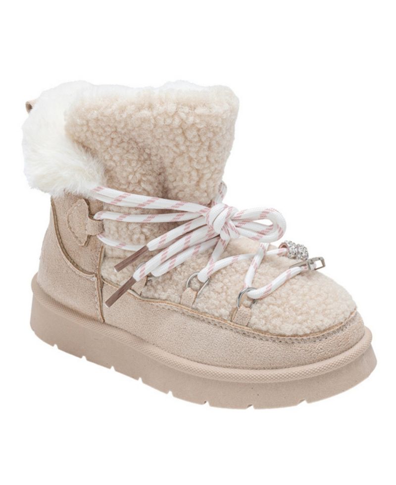 Girl's Faux Shearling Lace Up Winter Boots