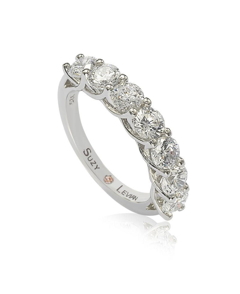 Suzy Levian Sterling Cubic Zirconia Alternating & Half Eternity Band Ring
