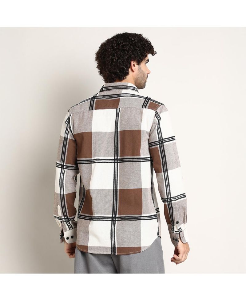 Men's Russet Brown Overlap Buffalo Shirt
