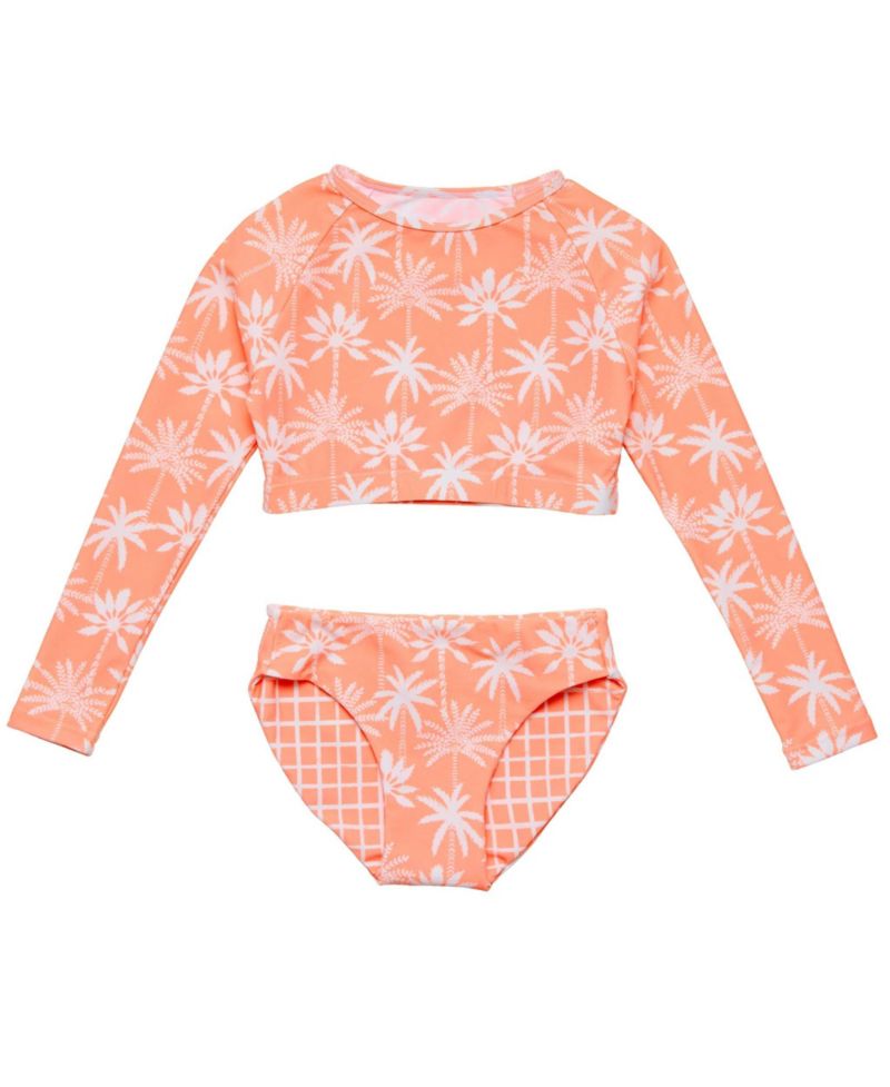 Big Girls Cali Palms Recycled Crop LS Rash Set