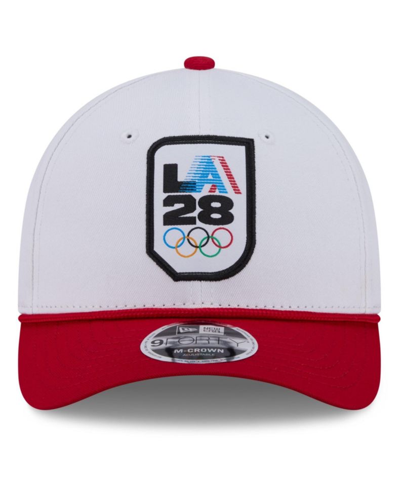 Men's White/Red LA28 Rope M-Crown 9FORTY Adjustable Hat