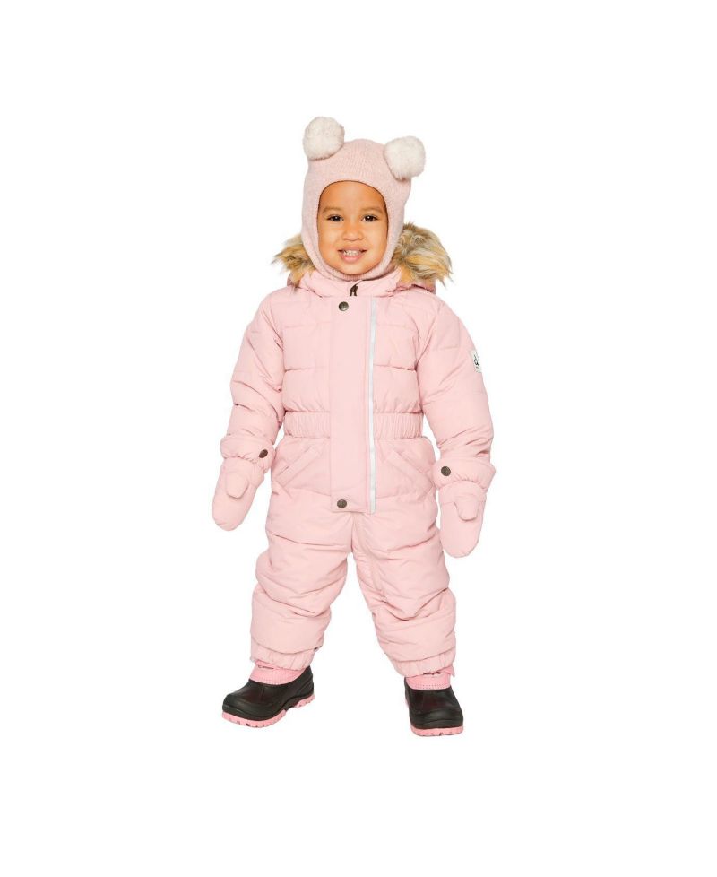 Baby Girl ( 6M to 24M ) Original One Piece Puffy Snowsuit with Removable Mittens and Boots Pale Dusty