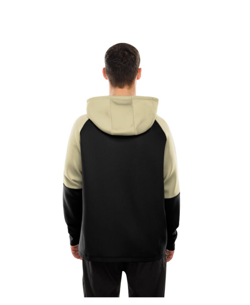 Men's Black New Orleans Saints Combine Authentic Color Block Raglan Pullover Hoodie