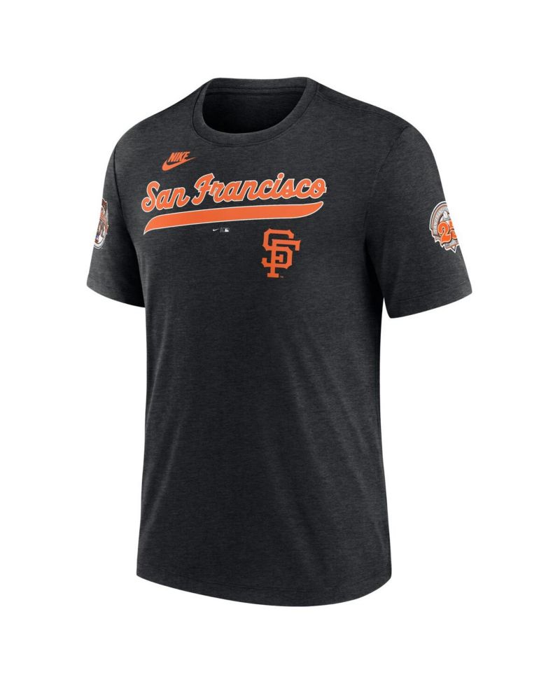Men's Heather Black San Francisco Giants Cooperstown Collection Eras Tri-Blend T-Shirt