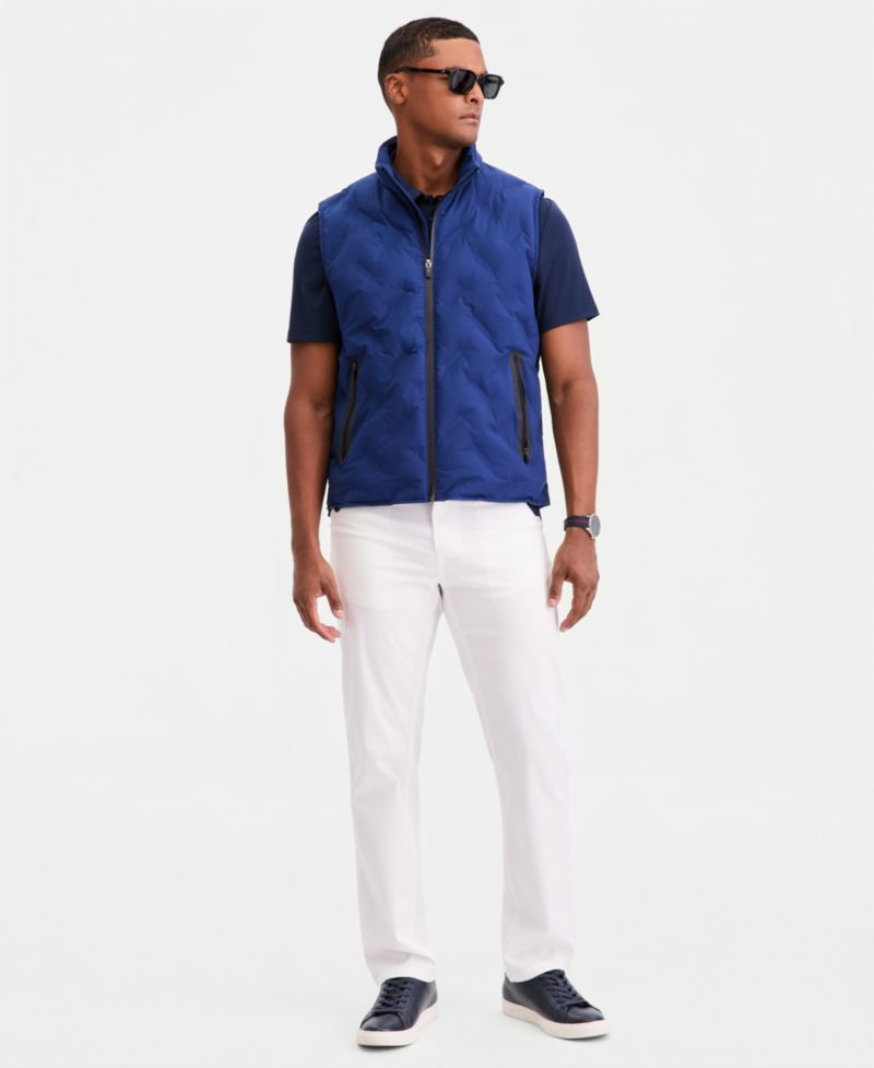 Men's Welded Alfatech Contrast-Trim Full-Zip Vest