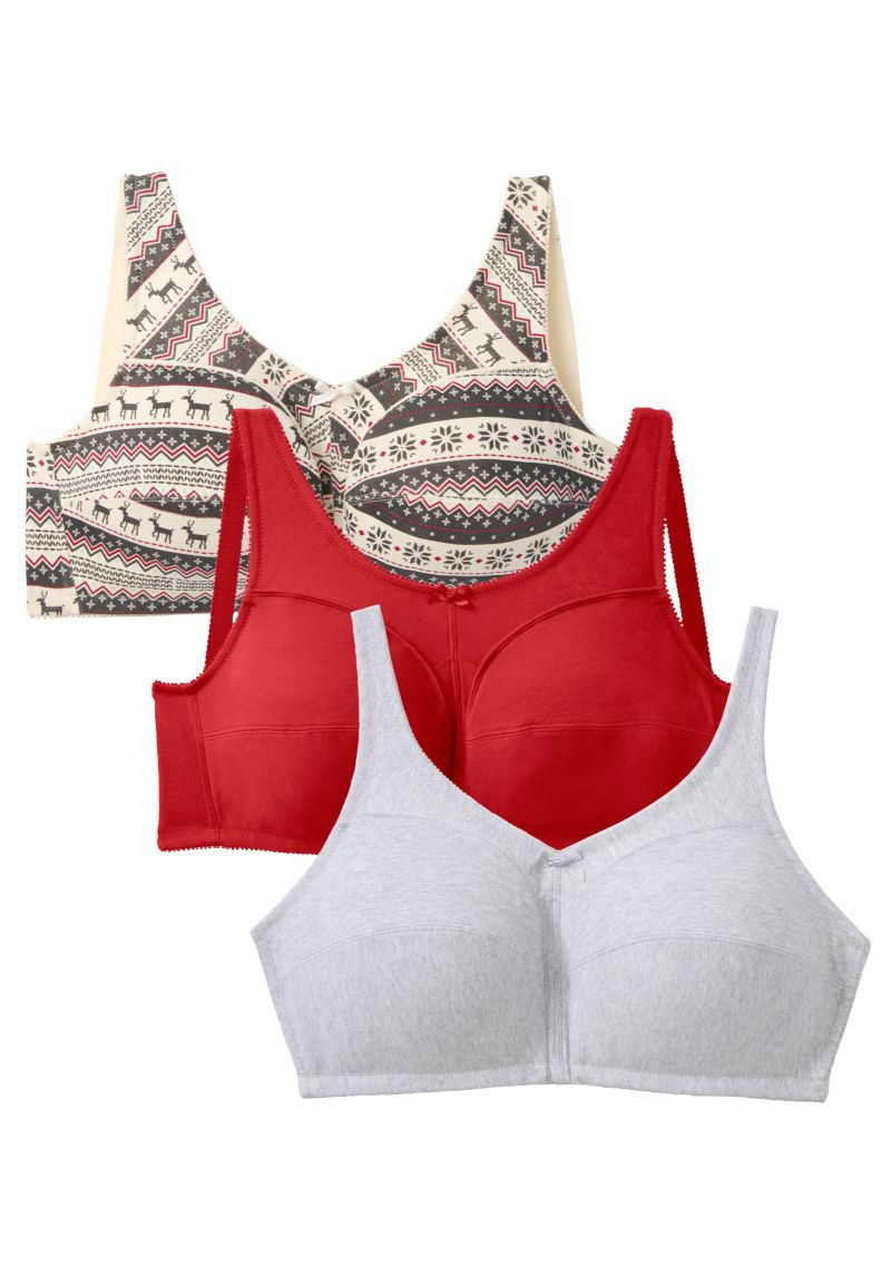 Women's 3-Pack Wireless Light Support Cotton Bra