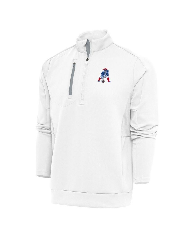 Men's White New England Patriots Team Logo Throwback Generation Quarter-Zip Pullover