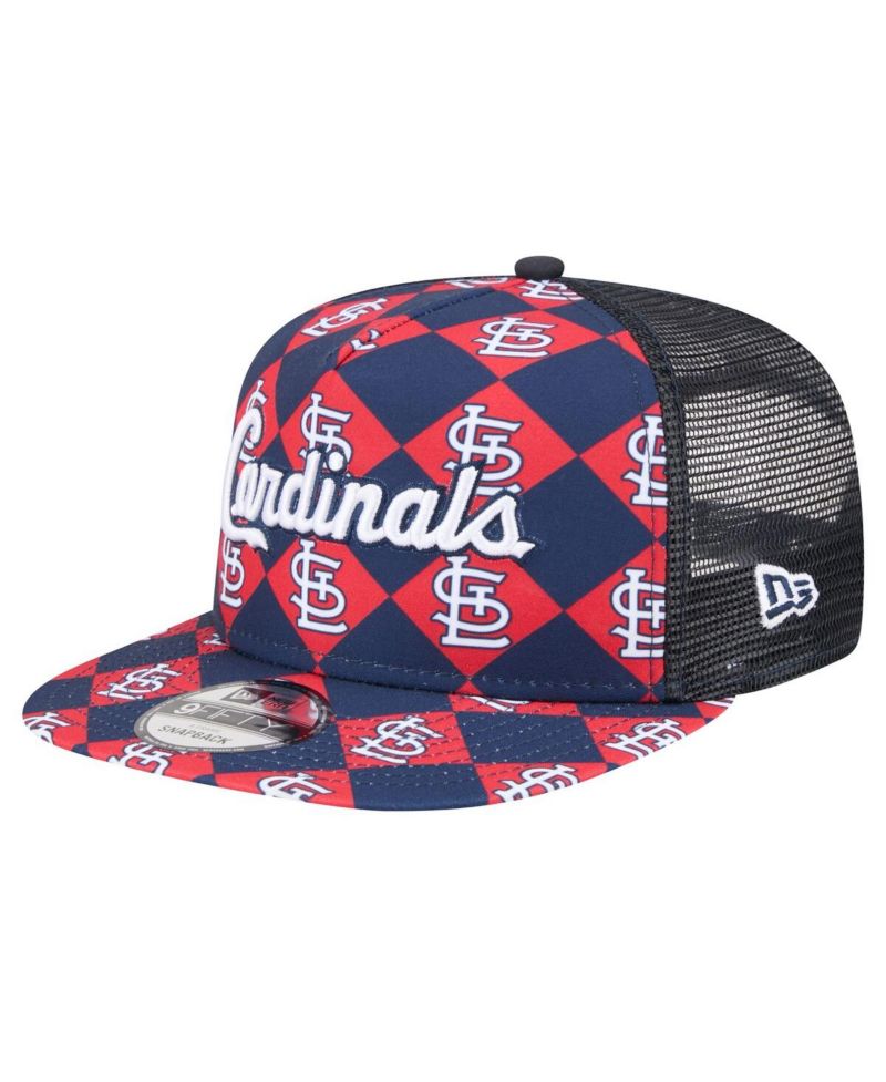 Men's Navy St. Louis Cardinals Seeing Diamonds A-Frame Trucker 9Fifty Snapback Hat