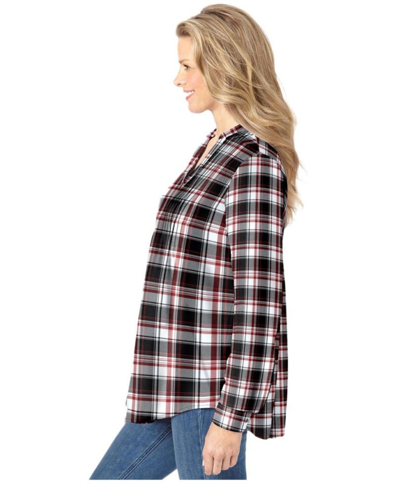 Plus Size Within Pintucked Flannel Shirt