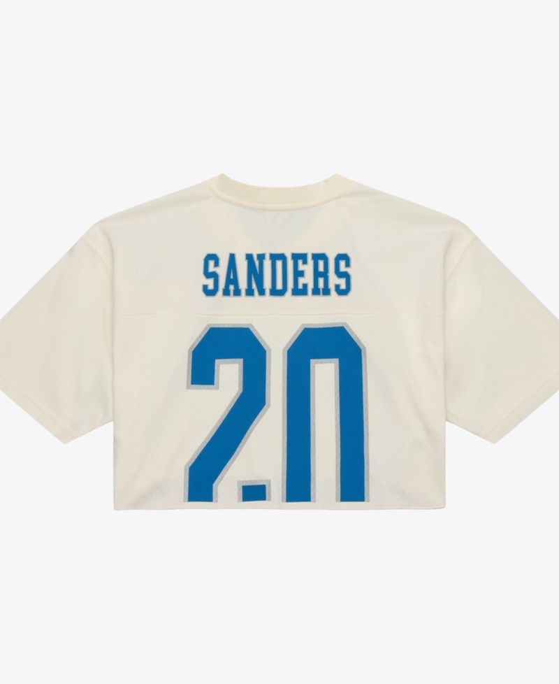 Women's Barry Sanders Cream Detroit Lions Retired Player Cropped Fashion Jersey
