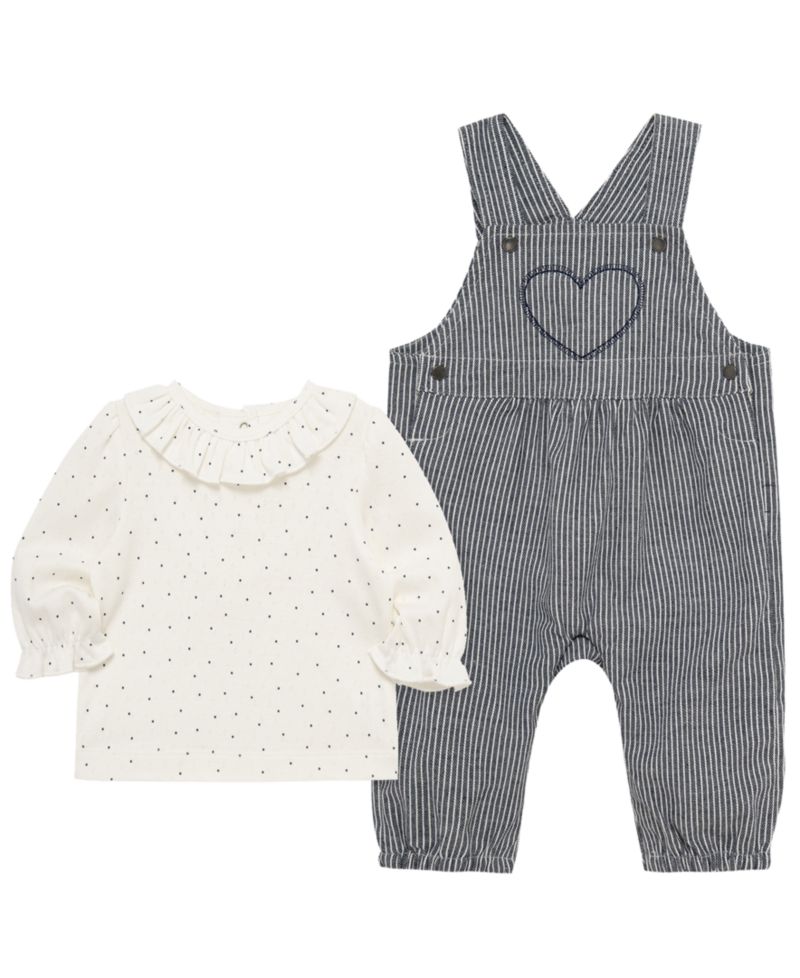 Baby Girls' Heart Top and Overall, 2-Piece set