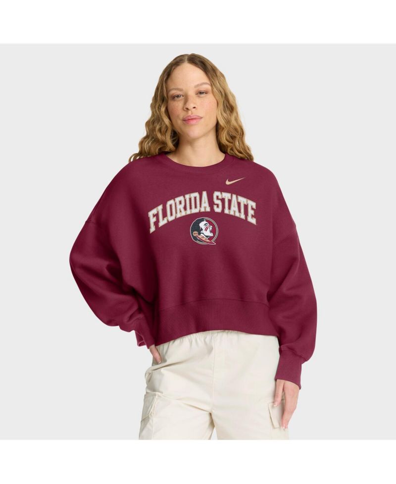 Women's Garnet Florida State Seminoles Oversized Phoenix Arch Pullover Sweatshirt