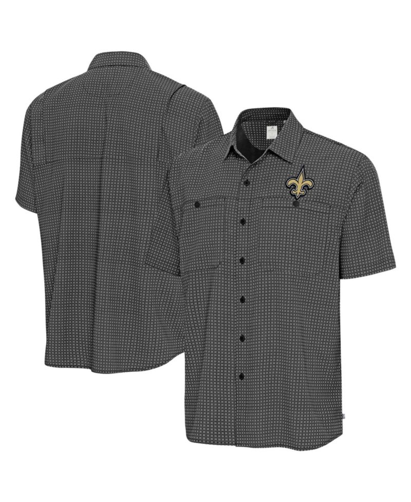 Men's Black New Orleans Saints Mosaic Button-Up Shirt