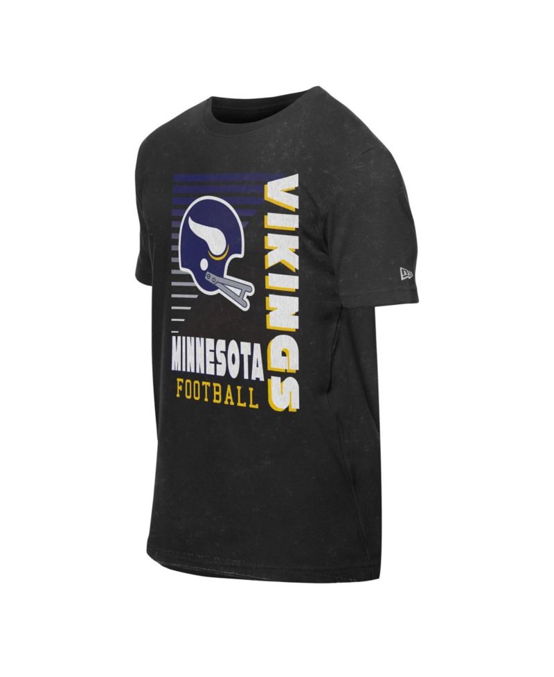 Men's Black Minnesota Vikings Retro Logo Enzyme Washed Oversized T-Shirt
