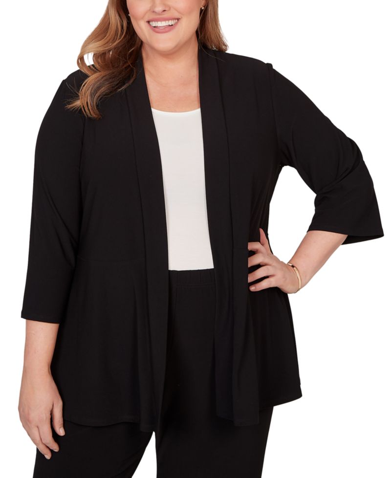 Plus Size Light Open Crepe Cardigan Top