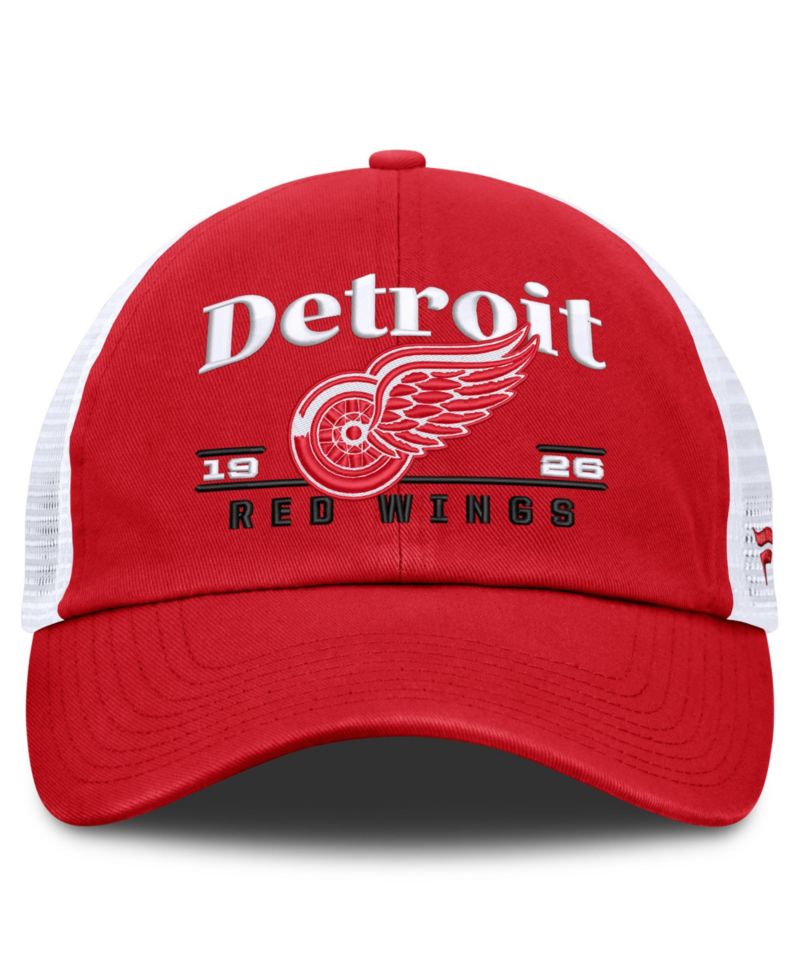 Men's Red Detroit Red Wings Fundamental Underline Trucker Adjustable Hat