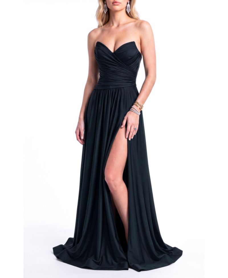 Women's Strapless Sweetheart Side Slit Evening Gown