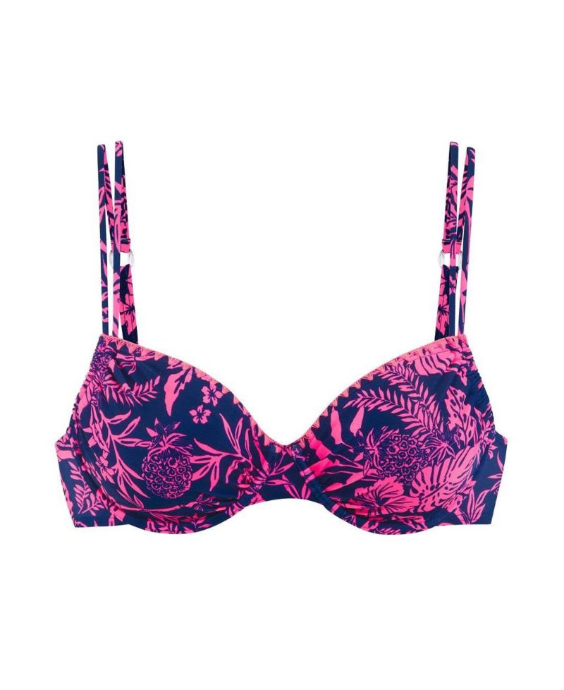 Women's Floral Print Tropical Removable Pads Underwire Bikini Top